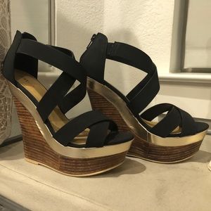 Strappy Black Wedges
